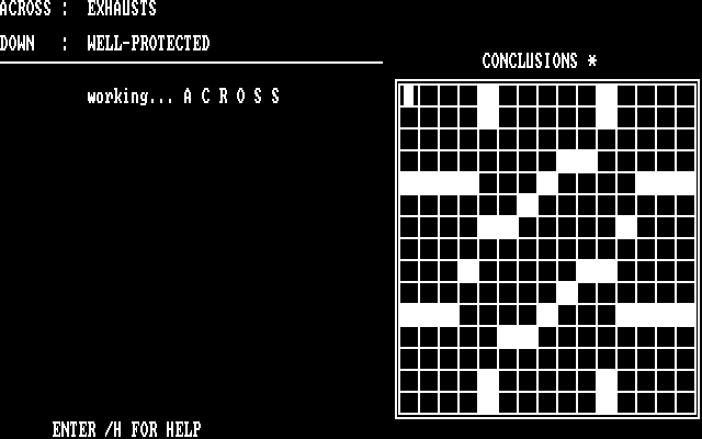 Computer Crosswords IBM PC/Compatibles Screenshot: Starting an empty puzzle.