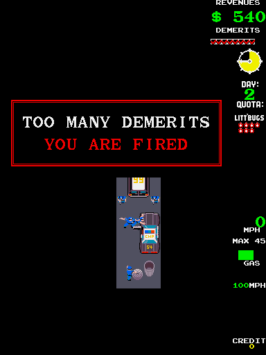APB Arcade Screenshot: Game over.