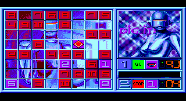 Blue Angel 69 IBM PC/Compatibles Screenshot: Player one can only move horizontally; so, only -8 points can be selected!