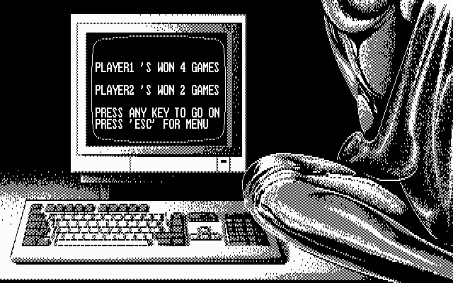 Blue Angel 69 IBM PC/Compatibles Screenshot: The game keeps track of wins and losses.