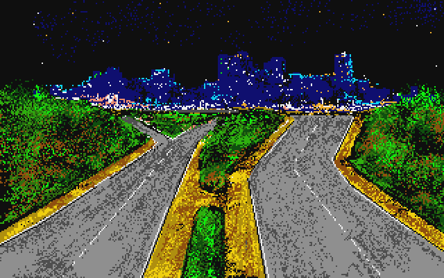 Twilight's Ransom Atari ST Screenshot: A view of the city from a distance...