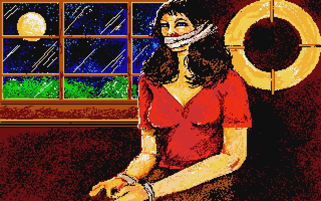 Twilight's Ransom Atari ST Screenshot: Maria is tied up!