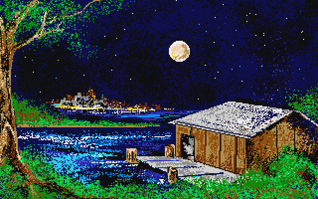 Twilight's Ransom Atari ST Screenshot: Hmm, a boathouse...