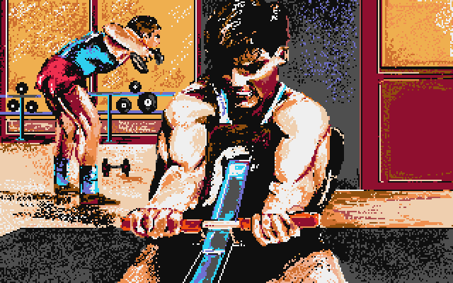 Twilight's Ransom Atari ST Screenshot: This man exercising can help you later on...