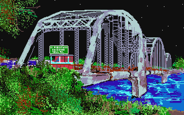 Twilight's Ransom Atari ST Screenshot: The bridge crossing the river...
