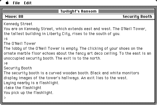 Twilight's Ransom Macintosh Screenshot: Ah, a flashlight! That will prove useful.