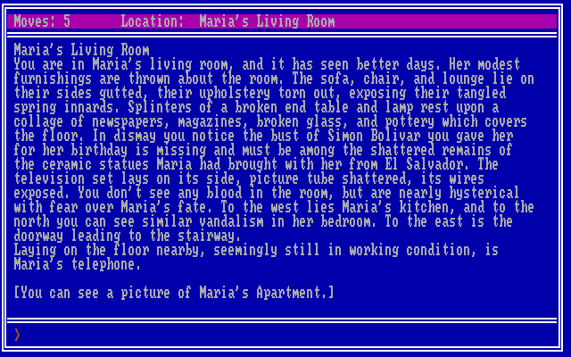 Twilight's Ransom IBM PC/Compatibles Screenshot: Exploring an appartment.