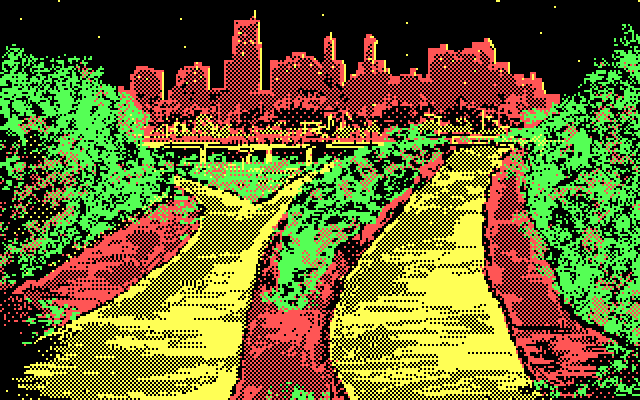 Twilight's Ransom IBM PC/Compatibles Screenshot: I have a lovely view of the city from here.