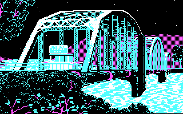 Twilight's Ransom IBM PC/Compatibles Screenshot: Crossing a bridge to another part of town...