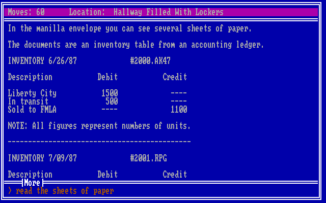 Twilight's Ransom IBM PC/Compatibles Screenshot: Reading some documents...