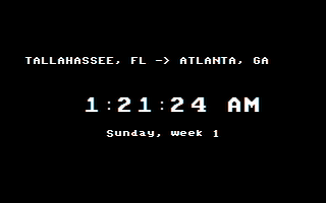 Agent USA IBM PC/Compatibles Screenshot: Traveling to Atlanta...