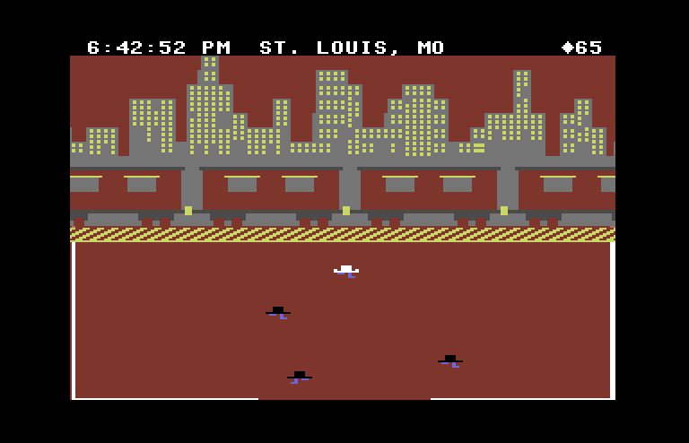 Agent USA Commodore 64 Screenshot: I've arrived in St. Louis.