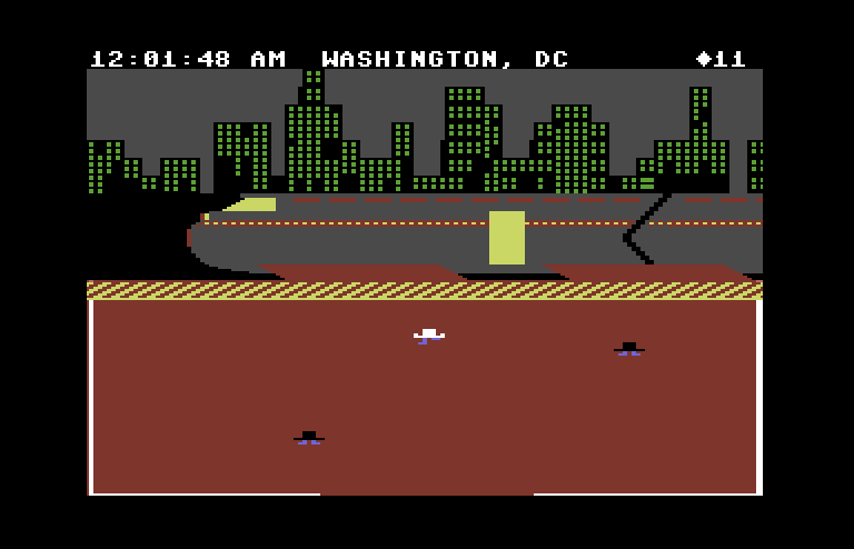 Agent USA Commodore 64 Screenshot: When possible, use the express trains to save time.