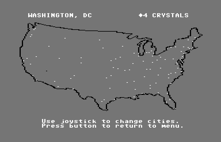 Agent USA Commodore 64 Screenshot: Use the map to help plan your travels...