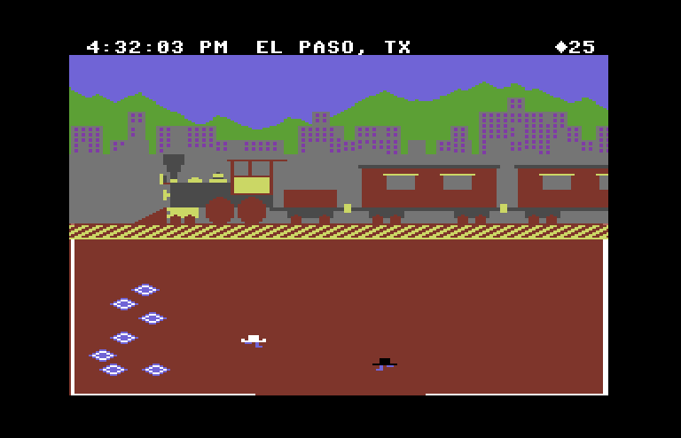 Agent USA Commodore 64 Screenshot: In El Paso, TX; everything is quiet here so far...