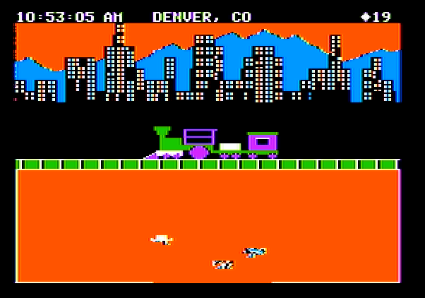 Agent USA Apple II Screenshot: Denver, CO has a fuzz problem as well...