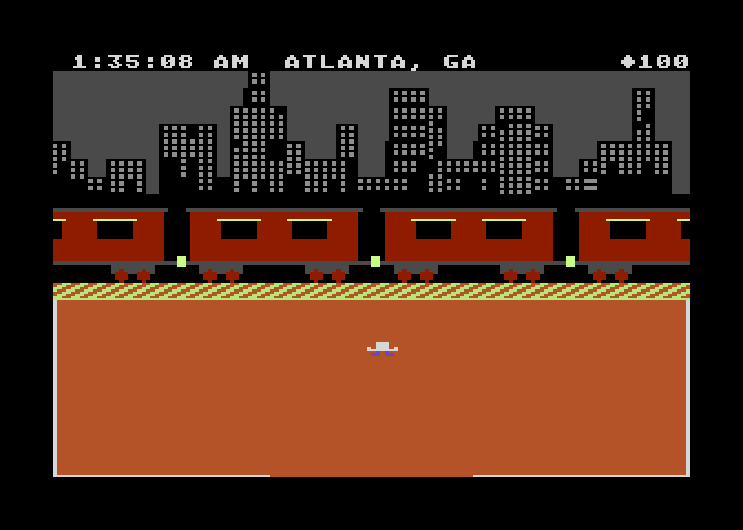 Agent USA Atari 8-bit Screenshot: All is quiet in Atlanta, GA.