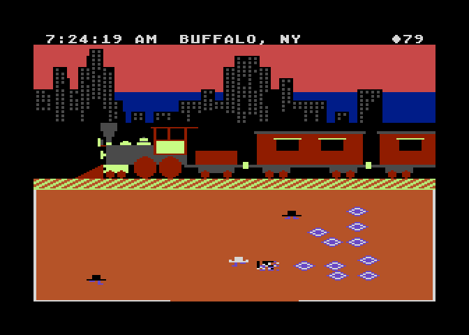 Agent USA Atari 8-bit Screenshot: While waiting for your train you can try to grow crystals...
