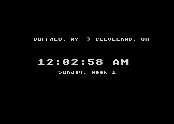 Agent USA Atari 8-bit Screenshot: Travelling by train...