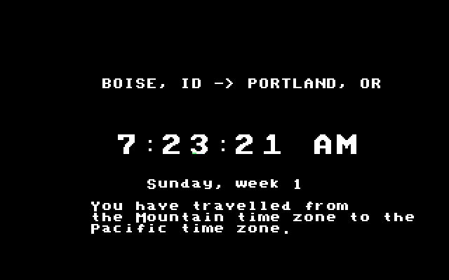Agent USA IBM PC/Compatibles Screenshot: Traveling to a new city...