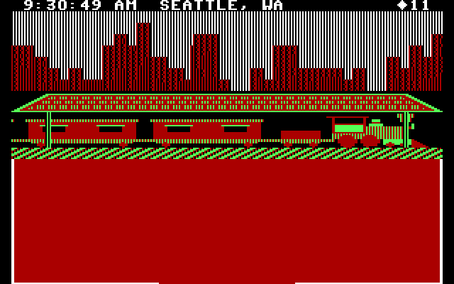 Agent USA IBM PC/Compatibles Screenshot: Arriving in Seattle, WA.