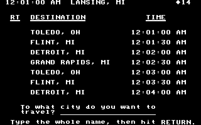 Agent USA IBM PC/Compatibles Screenshot: Buying train tickets.