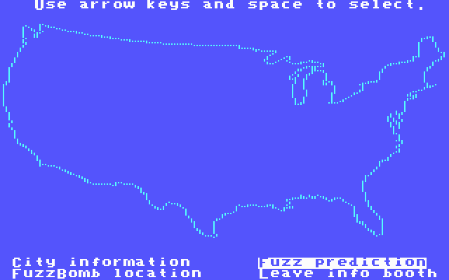 Agent USA IBM PC/Compatibles Screenshot: Map of the fuzz bomb threat.