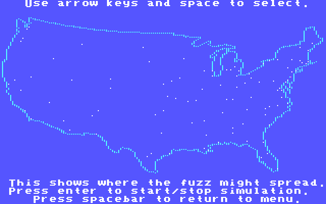 Agent USA IBM PC/Compatibles Screenshot: Where might the fuzz spread next?