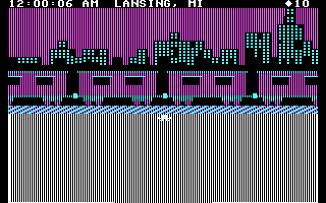 Agent USA IBM PC/Compatibles Screenshot: Starting the game in Lansing, MI.