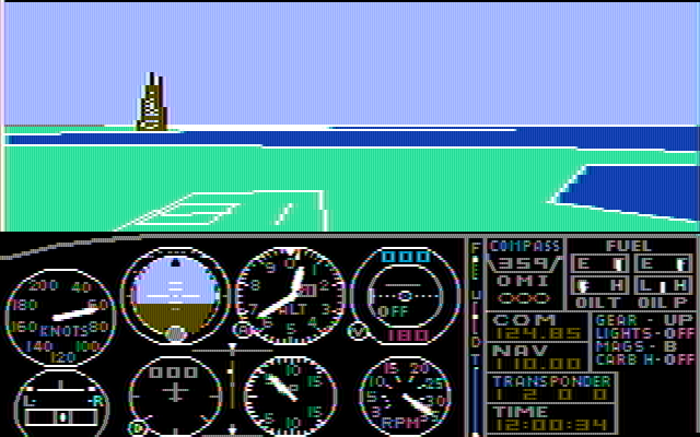 Microsoft Flight Simulator (v1) IBM PC/Compatibles Screenshot: Taking off...