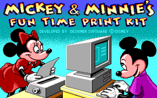 Mickey & Minnie's Fun Time Print Kit IBM PC/Compatibles Screenshot: Title screen.