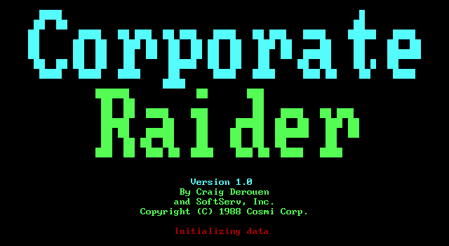 Corporate Raider: The Pirate of Wall St. IBM PC/Compatibles Screenshot: Title screen.