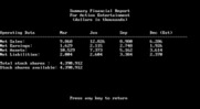 Corporate Raider: The Pirate of Wall St. for IBM PC/Compatibles - One of the financial reports you can view.