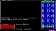 Corporate Raider: The Pirate of Wall St. for IBM PC/Compatibles - Game start; the ticker tape and news begin appearing.