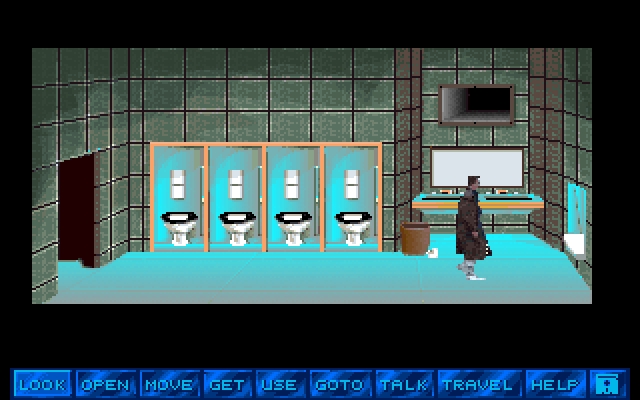 Martian Memorandum IBM PC/Compatibles Screenshot: Are there really any clues in this bathroom?