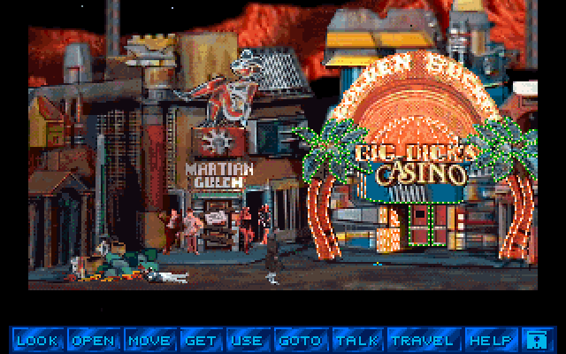Martian Memorandum IBM PC/Compatibles Screenshot: Outside a casino.