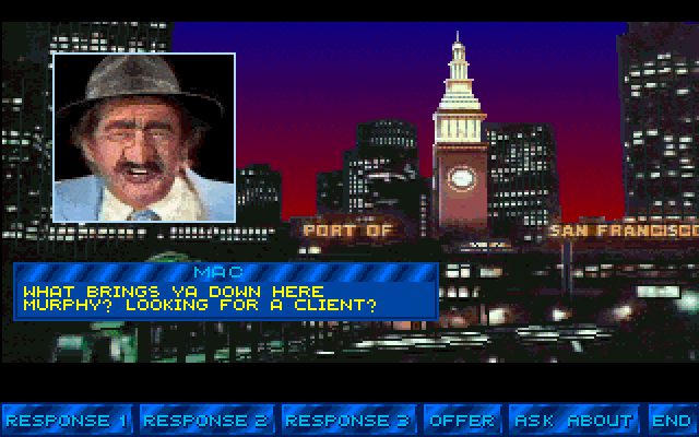 Martian Memorandum IBM PC/Compatibles Screenshot: Talking with Mac; he's not always friendly.