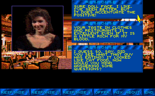 Martian Memorandum IBM PC/Compatibles Screenshot: When conversing you get to choose from multiple dialog options.