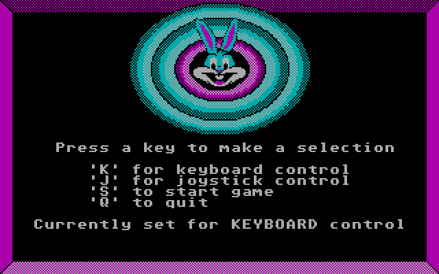 Bugs Bunny Hare-Brained Adventure, The IBM PC/Compatibles Screenshot: Main menu.