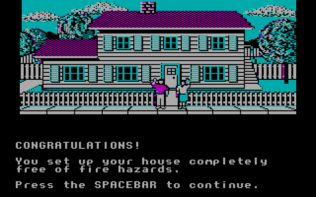 House-a-Fire! IBM PC/Compatibles Screenshot: Your house is safe!