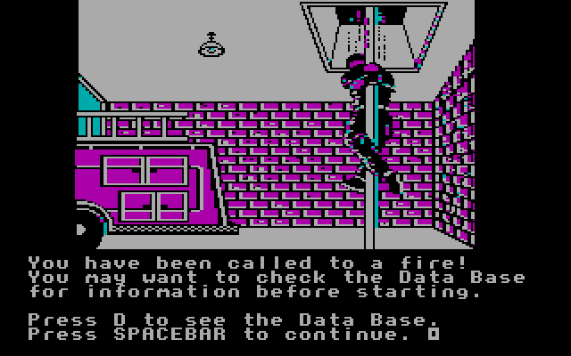 House-a-Fire! IBM PC/Compatibles Screenshot: You've been called to a fire!