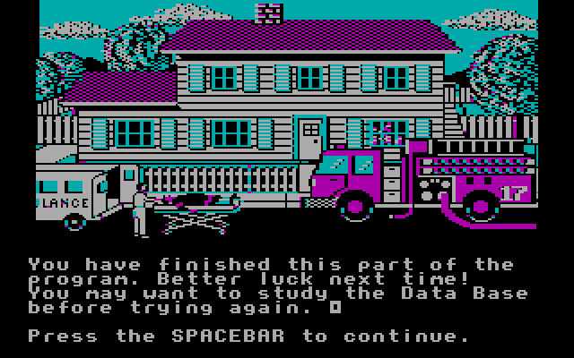 House-a-Fire! IBM PC/Compatibles Screenshot: Oops, I wasn't successful...