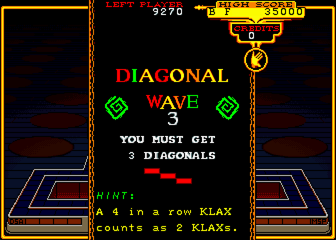 Klax Arcade Screenshot: On some waves diagonals are required...