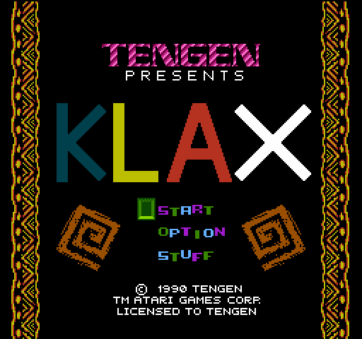 Klax NES / Famicom Screenshot: Title screen.
