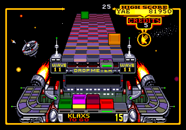 Klax Sega Genesis / Mega Drive Screenshot: Starting a game on wave 11.