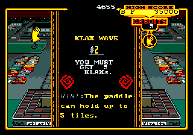 Klax Sega Genesis / Mega Drive Screenshot: Ready for wave #2?
