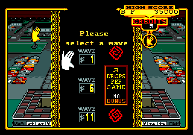 Klax Sega Genesis / Mega Drive Screenshot: Ready to begin? Select a wave...