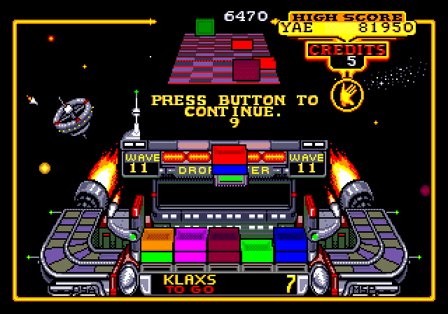 Klax Sega Genesis / Mega Drive Screenshot: You have the option to continue...