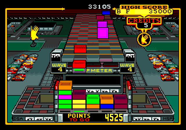 Klax Sega Genesis / Mega Drive Screenshot: Uh oh, running out of space!
