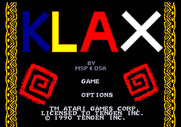 Klax for Sega Genesis / Mega Drive - Title screen.
